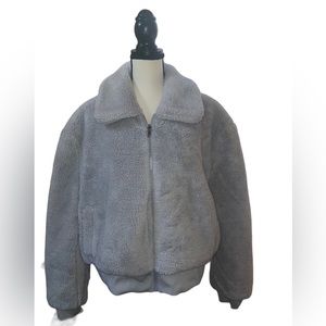 NWT COZY FAUX FUR BOMBER JACKET